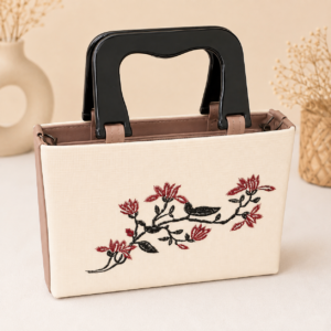 Elegant Floral Embroidered Top Handle Handbag