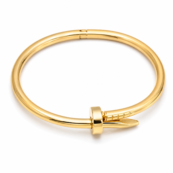 Elegant Gold-Tone Nail Clasp Bangle