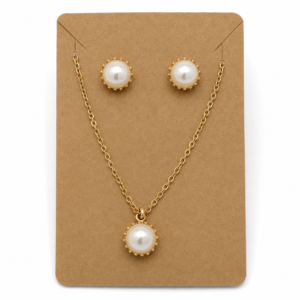 Elegant Pearl Gold-Plated Necklace & Earrings Set