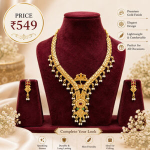 Traditional Gold-Plated Designer Necklace Set – Complete Jewellery Set
