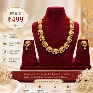 Traditional Gold-Plated Elephant Necklace Set
