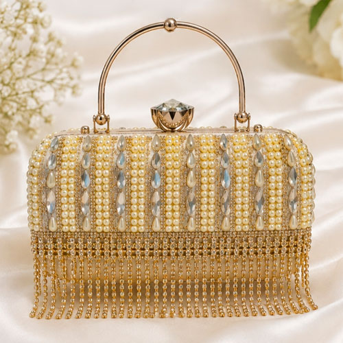 Pearl Fringe Clutch Handbag