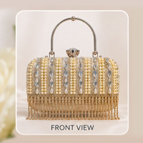 Pearl Fringe Clutch Handbag - Image 3