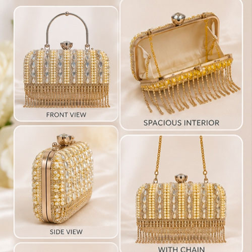 Pearl Fringe Clutch Handbag - Image 2