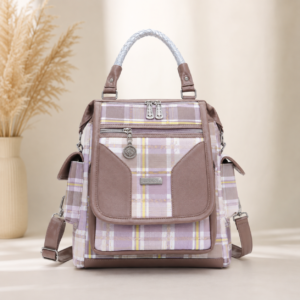Lavision Stylish Checkered Multi-Function Handbag Backpack
