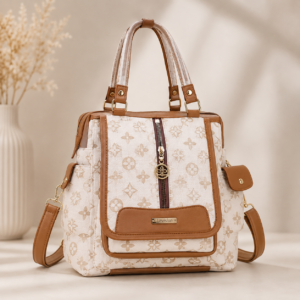 Lavision Premium Cream & Tan Printed Handbag