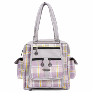 Lavision Lavender Plaid Multi-Pocket Handbag